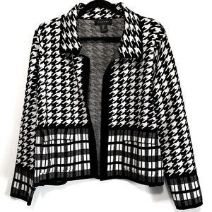 Tahari Houndstooth Open Front Cardigan